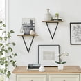 thumbnail image 4 of Danya B. Contemporary Decorative Triangle Accent Wall Shelf Set of 2 - Reversible Configuration - Black Metal with Walnut Finish Ledge, 4 of 11