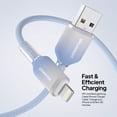 thumbnail image 4 of Powertek Frosty MFi Certified USB-A to Lightning Braided Charging Cable, 6 ft, Blue, 4 of 7