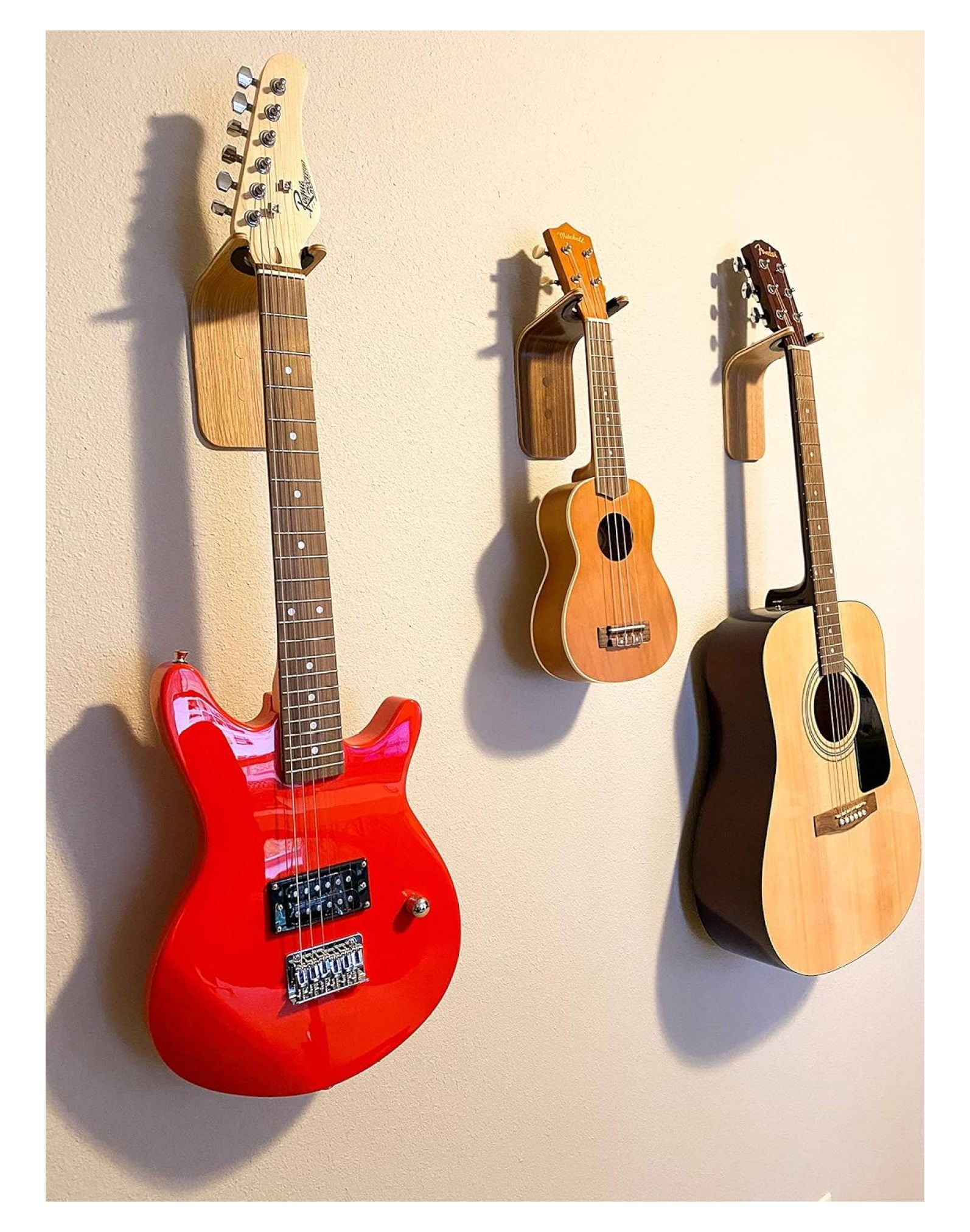 Guitar Wall Hanger - Secure Guitar Wall Mount for Acoustic/Ukulele - Space-Saving Guitar Accessories - Easy to Install Guitar Hook - Design Guitar Stand for Home/Studio Neck up to 2 in (50mm)