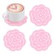 thumbnail image 1 of Juego de 4 Posavasos de Ganchillo Hechos a Mano, Manteles Individuales Redondos de Algodón de 4 Pulgadas/10cm, Manteles de Encaje Vintage [Rosa], 1 of 1