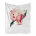 thumbnail image 1 of Peach Soft Flannel Fleece Blanket, Hand Drawn Watercolor Peonies Realistic Flower in Warm Color Palette Nature, Cozy Plush for Indoor and Outdoor Use, 50" x 70", Scarlet Rose Green, by Ambesonne, 1 of 6
