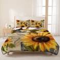 thumbnail image 3 of Twin XL Quilt Set 68''x98'', Yellow Sunflower Lightweight Summer Bedspread Coverlet Set with 2 Pillow Shams, Watercolor Retro Floral Plant Leaf Breathable All Season Quilt Bedding for Dorm/Guest Room, 3 of 9
