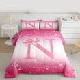thumbnail image 2 of Feelyou Princess Monogrammed N Twin Comforter Sets, Kids Bow Letter Bedding Set, 2pcs, 2 of 8