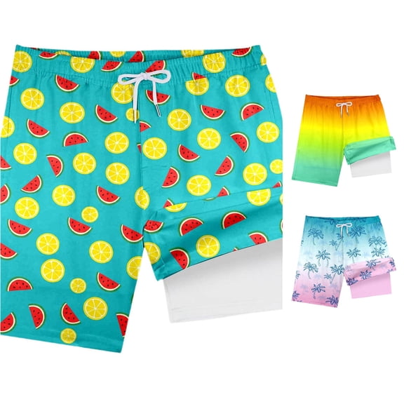 JAJAHO Boys Swim Trunks Bathing Suit Kids Teens Boy Swimsuit Swim Shorts With Liner Quick Dry Swimwear Swim Trunks 5-16Y