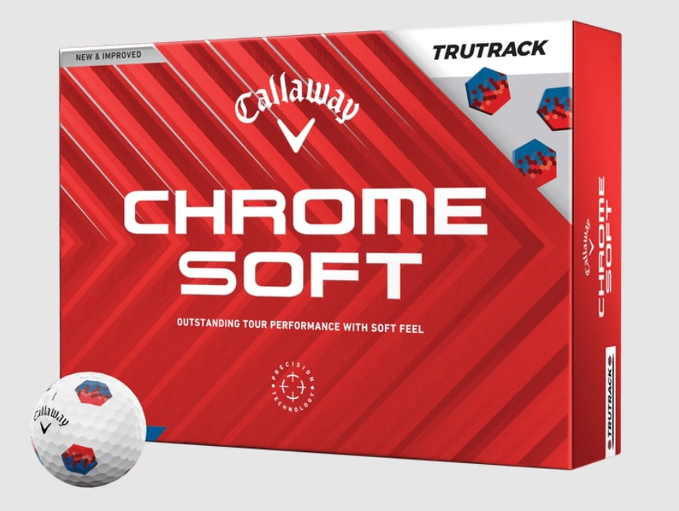 (2 pack) Callaway Golf 2024 Chrome Soft TruTrack Golf Balls (White/Blue/Red) 12pk