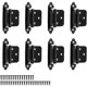 thumbnail image 1 of 8 pieces metal hinges; black door hinges thickness 1.5mm; cabinet door hinges with 40 screws; suitable for solid doors, entrance doors, bedrooms., 1 of 5