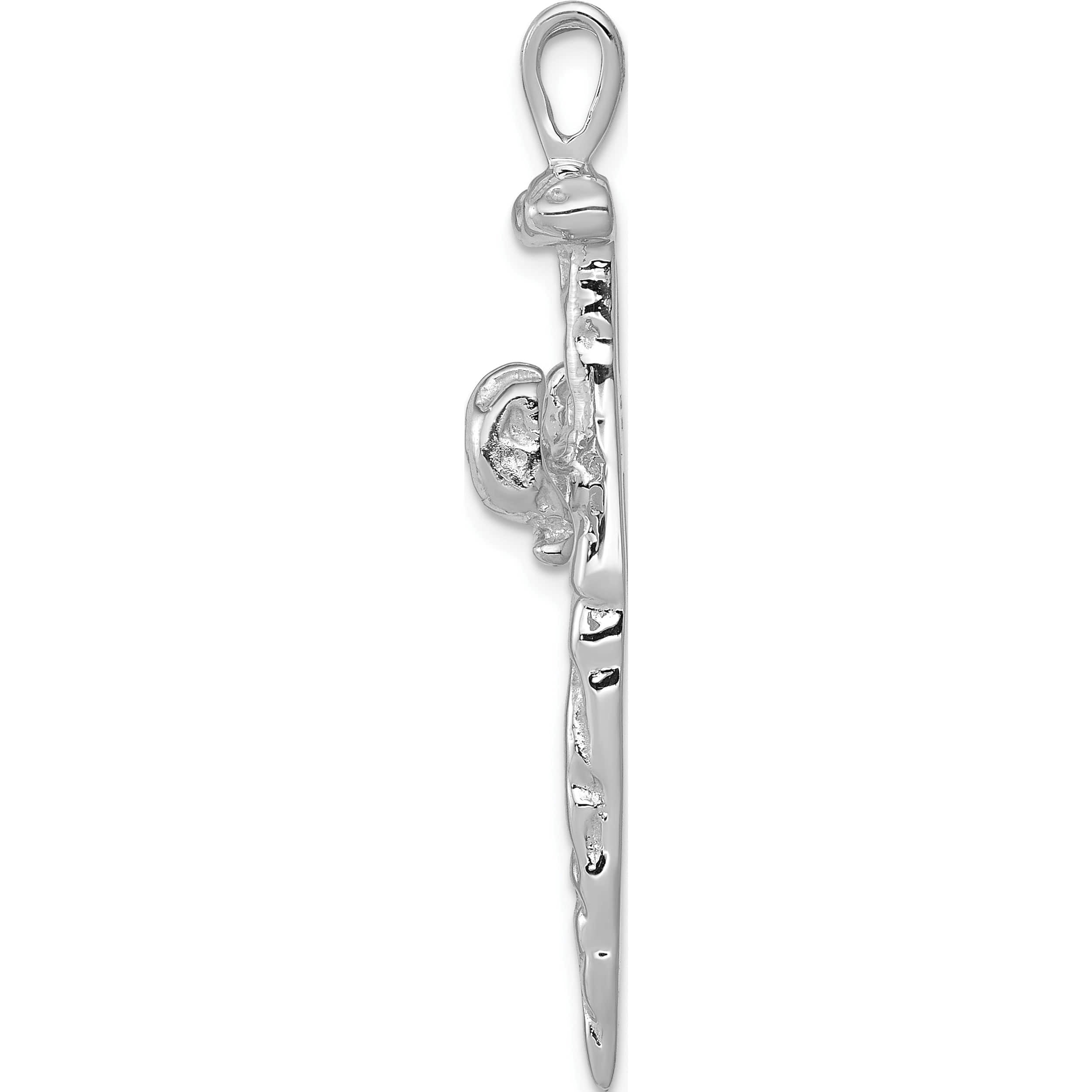 14K White Gold Nail Cross Charm (42 X 25) Made In United States xr494