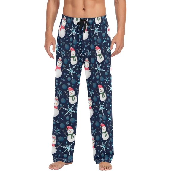 GZHJMY Christmas Snowman Pajama Pants for Men, Lounge Pants Lightweight Men Pajama Bottoms with Drawstring Pockets, Christmas New Year Birthday Gifts, Small