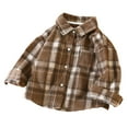 thumbnail image 2 of ATOGUTA Boys Jacket Classic Plaid Long Sleeve Collared Dress Shirt for Boys Size 1T-11, Brown, 2 of 3