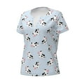 thumbnail image 2 of Goofa Cute Farm Cow Pattern Womens Deep V Neck Low Cut Tops Casual Summer Short Sleeve Ribbed Knit T-Shirts-Medium, 2 of 5