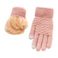 thumbnail image 2 of CYSFASHION Winter Gloves Men Plush Hand Warmer Thermal Fall Fashion Must Have Faux Fur Wool Womens Mittens Pink, 2 of 9