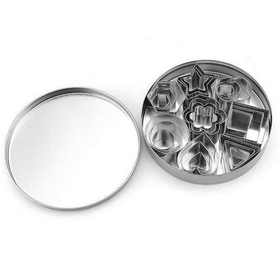 24 PCS 430 Stainless Steel Cookie Cutter Set with Various Shapes Smooth Edges for Home Baking in Iron Box Packaging