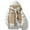 A Khaki, variant on Men's Padded Coat Solid Zip Up Quilted Hooded Coats Casual Comfy Thickened Warm Coats Hooded Parka Jacket Winter Clothes with Zip Pocket Wine XL