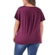 thumbnail image 3 of Agnes Orinda Blusa de Talla Grande para Mujeres con Cuello en V y Volantes en las Mangas Cortas 2X Rojo Púrpura, 3 of 6
