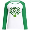 thumbnail image 4 of Chandails en Molleton pour Femmes Col Rond Vert Manches Longues Raglan T-Shirts Imprimé Gnome Tendance Graphiques, 4 of 5