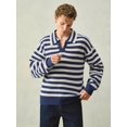 thumbnail image 5 of Men's Striped Long Sleeve Knit Polo Sweater, Casual Retro Pullover Top, 5 of 5