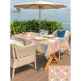 thumbnail image 4 of Easter Bunny Outdoor Tablecloth - 60x120 Inch Rectangle Dining Table Cover, Colorful Eggs Spring Leaves Daisy Yellow Pink Plaid Waterproof Outdoor Table Cloth with Umbrella Hole & Zipper for Patio, 4 of 7