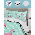 thumbnail image 4 of Green Flamingo Full Size Down Alternative Comforter, Lightweight Comforter Quilt Bedding Set with Pillow Shams Polka Dot Modern Art All Seasons Bed Comforter Duvet Insert 78"x90", 4 of 7
