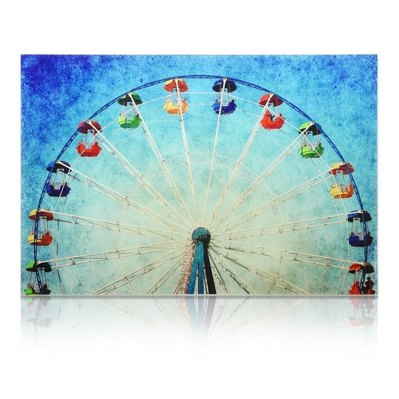 Empire Art Direct Ferris Wheel Frameless Free Floating Tempered Glass Panel Graphic Wall Art, 32" x 48" x 0.2", Ready to Hang
