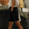 thumbnail image 2 of iHPH7 Bermuda Shorts for Women, Knee Length Shorts Women, Gauze Shorts for Women, Linen Clothing, Womens Shorts Casual, Black L, 2 of 7