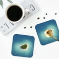 thumbnail image 4 of Rateoe Paradise Island Drawing Drink Coasters Set of 4 Leather Coasters Spill Protection for Table Desk,Durable and Non Slip Leather Coaster ,4 Inches Drink Mats-Square, 4 of 6