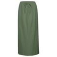 thumbnail image 4 of Angala Womens Pencil Maxi Skirts Solid Color Summer Low Waist Slim Fit Stretch Back Slit Dailywear Casual Ladies Skirts Size M Light Green, 4 of 5