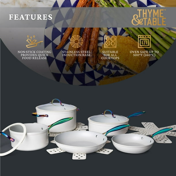 Free Shipping! Thyme & Table 12-Piece Ceramic Cookware Set, Cream