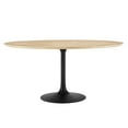 thumbnail image 1 of Black Tulip Table, 60” Oval Natural Wood Top Modern Dining Table - Black Base, 1 of 6
