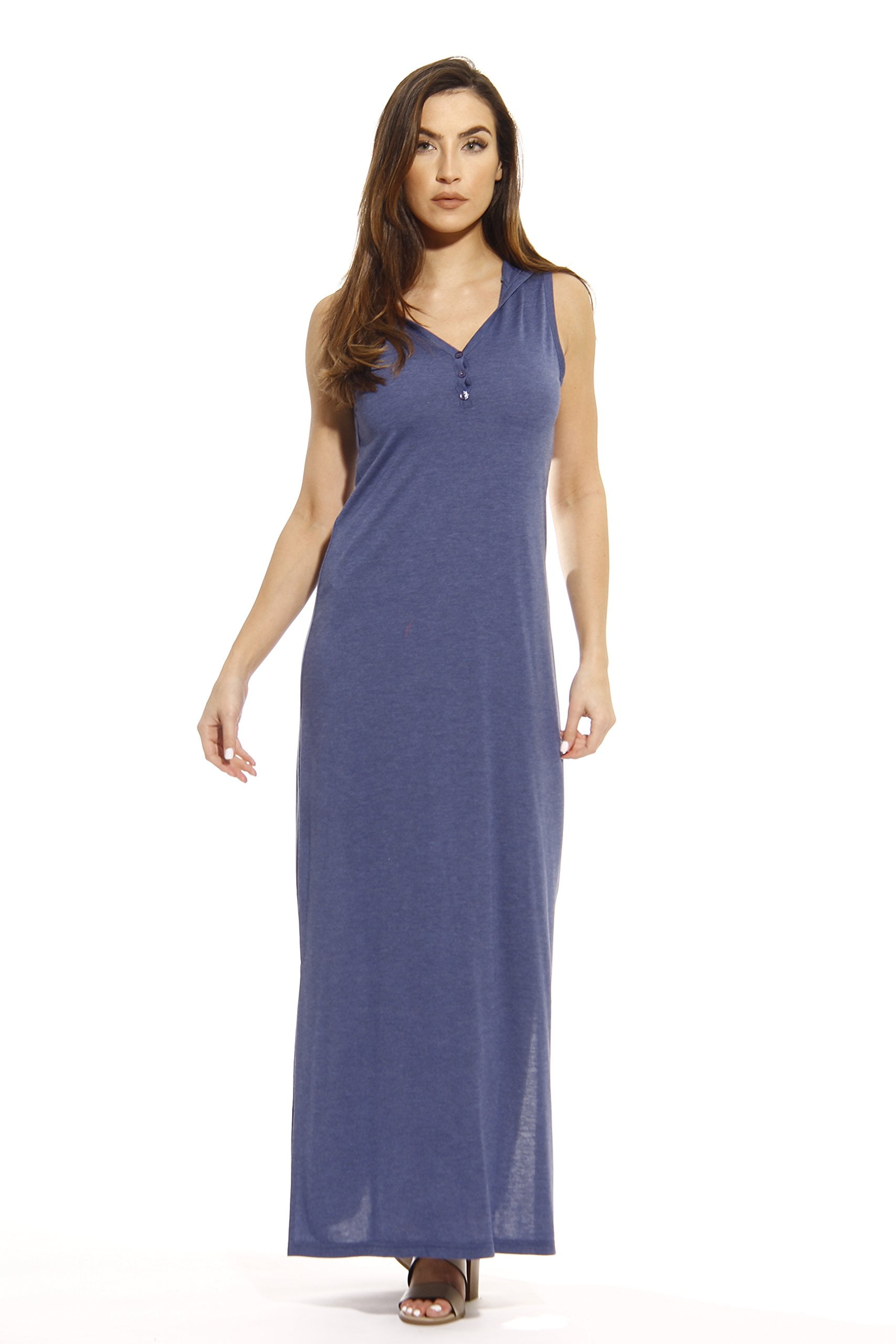Just Love Maxi Hoodie Dress / Summer Dresses (Heathered Denim, 1X