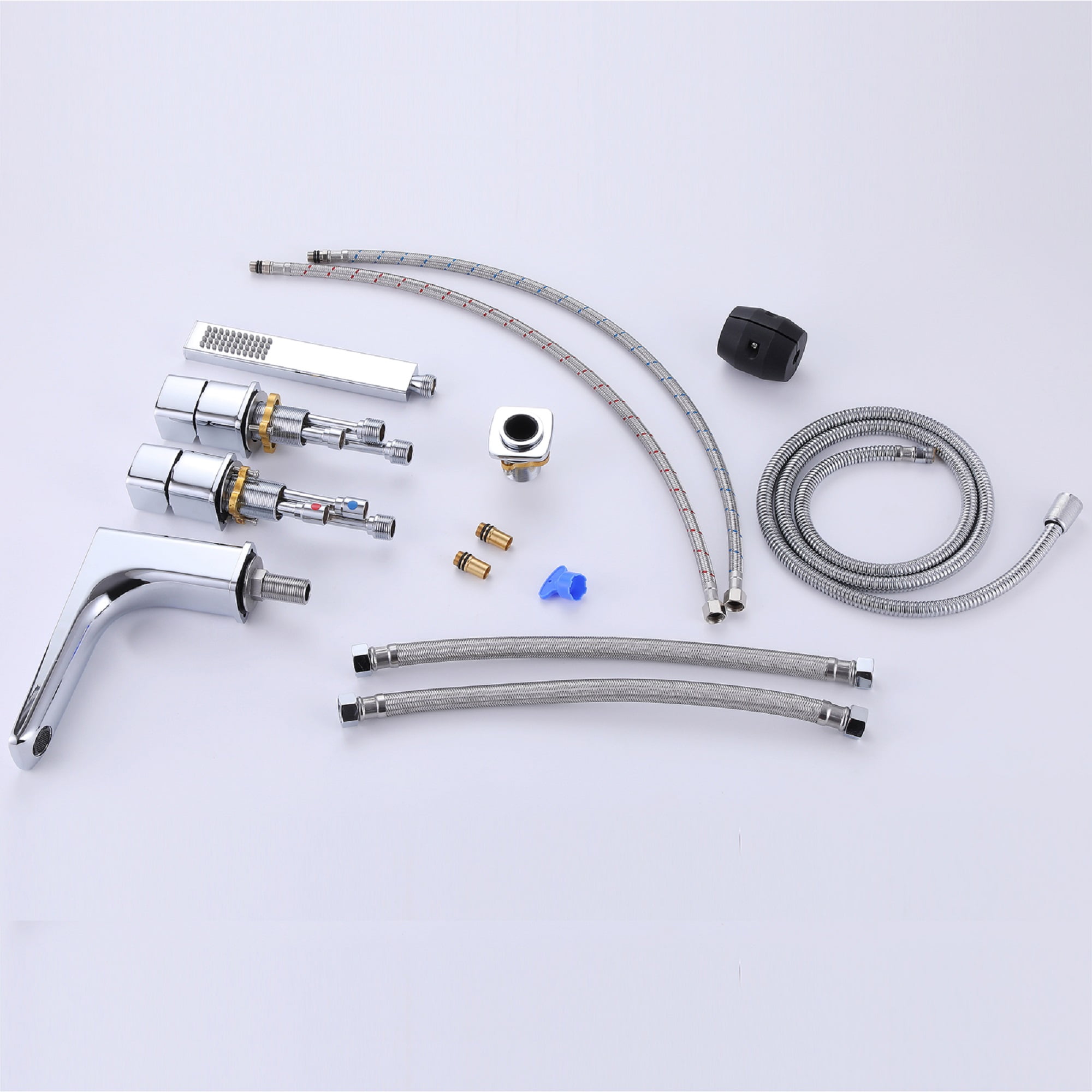 Four Holes Bathroom Bathtub Faucet, Deck Mounted Tub Faucet with Hand Shower