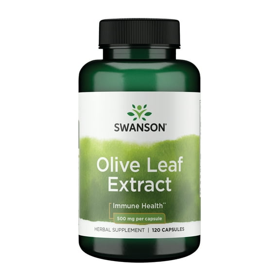 Swanson Olive Leaf Extract Capsules with 20% Oleuropein - (120 Capsules, 500mg Each)