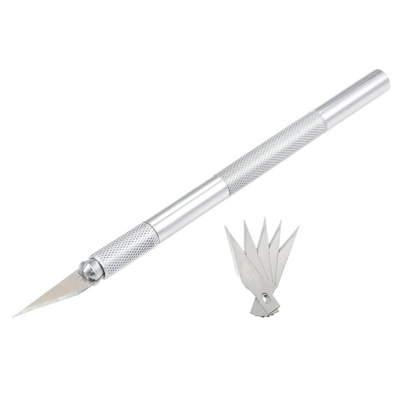 Uxcell Precision Cutter Hobby Tool 6 Spare Blades Stainless Steel Silver Tone