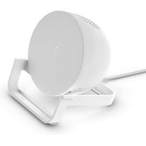 Belkin Quick Charge Wireless Charger Bluetooth Speaker - Qi-Certified Charger Stand for iPhone, Samsung Galaxy & More - Charge While Listening to Music, Streaming Videos, & Video Calling - White
