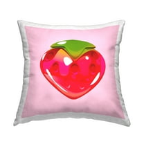 Stupell Industries Strawberry Candy Shape Square Decorative Printed Throw Pillow, 18 x 18