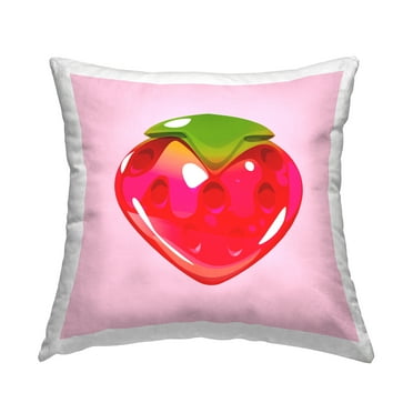 Stupell Industries Strawberry Candy Shape Square Decorative Printed Throw Pillow, 18 x 18