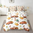 thumbnail image 2 of Manfei Orange Truck Bed in a Bag Full size,Autumn Harvest Bed Set,Botanical Pumpkin Bedding Full Size,Super Cozy Thanksgiving Day Bedroom Decoration,Reversible,7 Pieces, 2 of 6