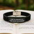 thumbnail image 2 of Funny Social Worker Gifts Graduation - I Can't Fix Stupid But I'm A Fairly Decent Social Worker Glide lock Clasp Bracelet for Men Women Friends Coworkers Family, 2 of 4