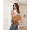 thumbnail image 2 of HDE Women's Faux Suede Leather Bag Fringe Tassel Shoulder Purse Camel Brown, 2 of 5