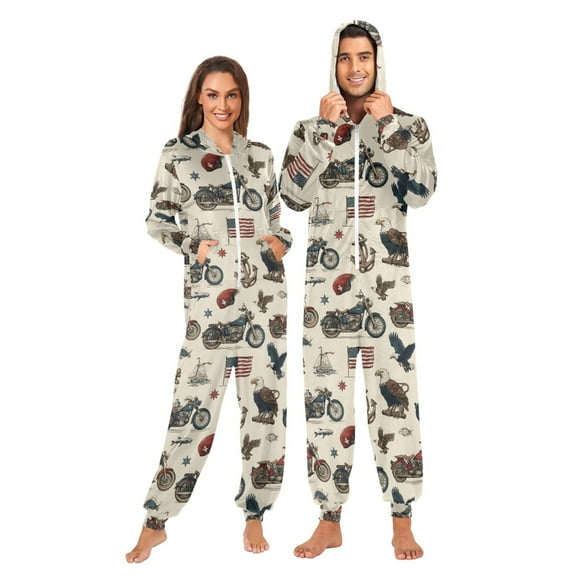 joogoo Flag Eagle Motorcycles Anchors Unisex Adults Onesies Pajamas Jumpsuits L