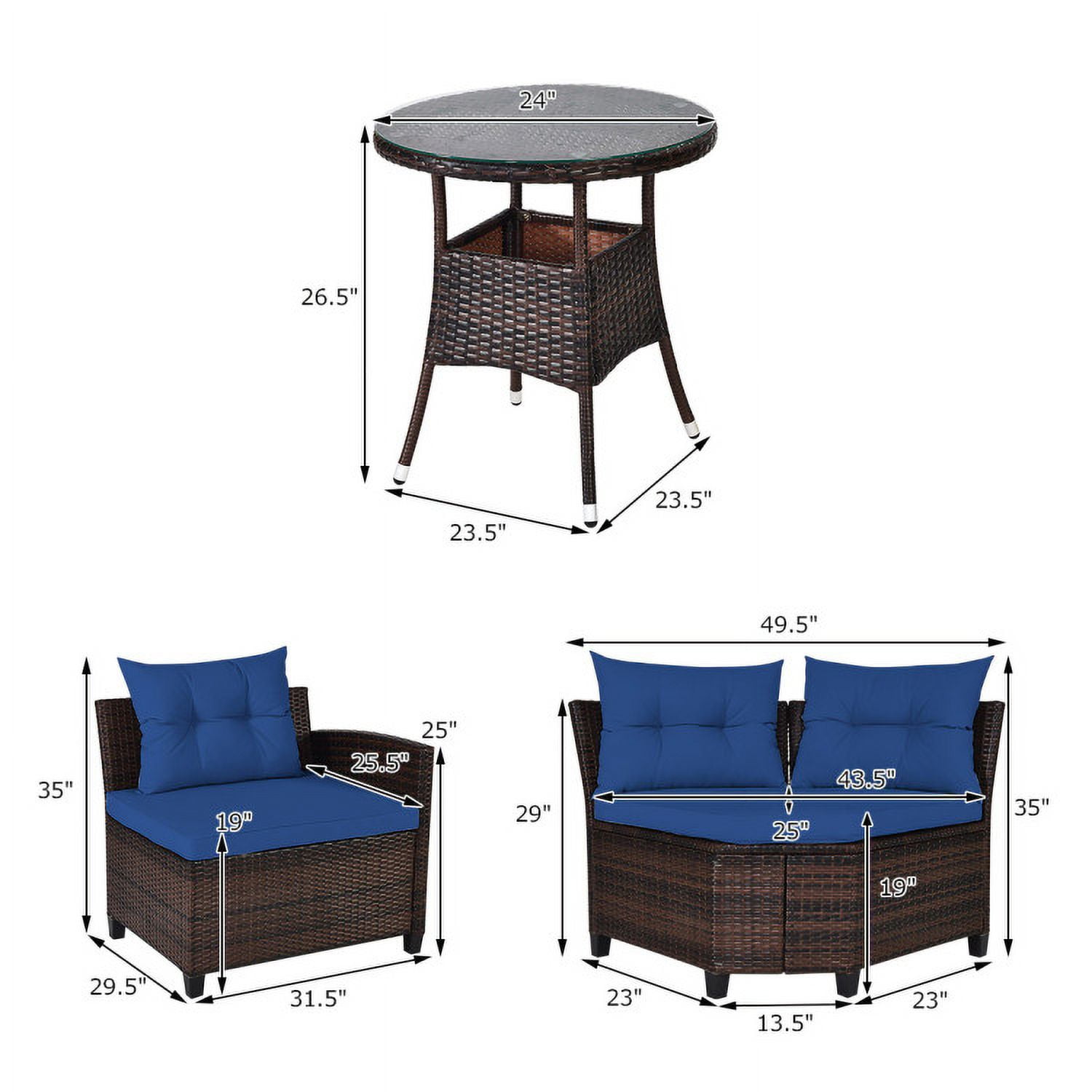 Aimee Lii 4 Pieces Outdoor Cushioned Rattan Furniture Set, Outdoor Deck Furniture, Navy Aimee Lii 4 Pieces Outdoor Cushioned Rattan Furniture Set, Outdoor Deck Furniture, Navy