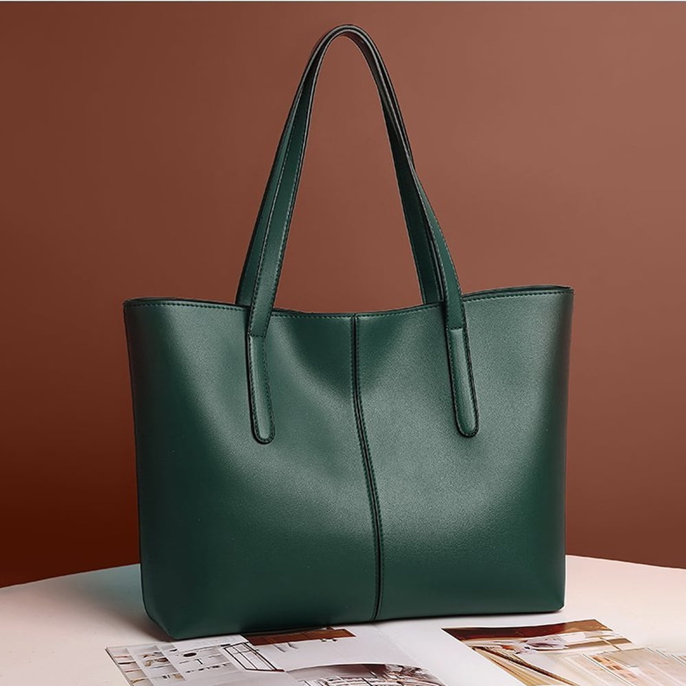 Dark green leather tote bag hotsell
