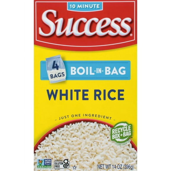 Pack of 2 Success Boil-in-Bag Rice, Precooked White Rice, 14 oz, 4 Bags