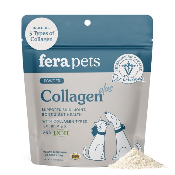 Fera Pets Collagen for Dogs & Cats - With UC-II® - Supports Skin, Joint, Bone & Gut Health - 4.23 oz