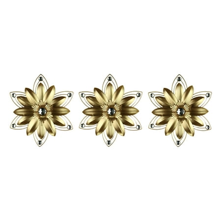 Multi Color Jeweled Flower - Jeweled 3D Metal Flower Wall Sculpture Set of 3
