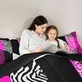 thumbnail image 5 of jejeloiu Wild Leopard Cheetah Queen Comforter Set,Safari Zebra Lines Bedding Comforter Set For Kids Reversible 3-Piece, 5 of 8