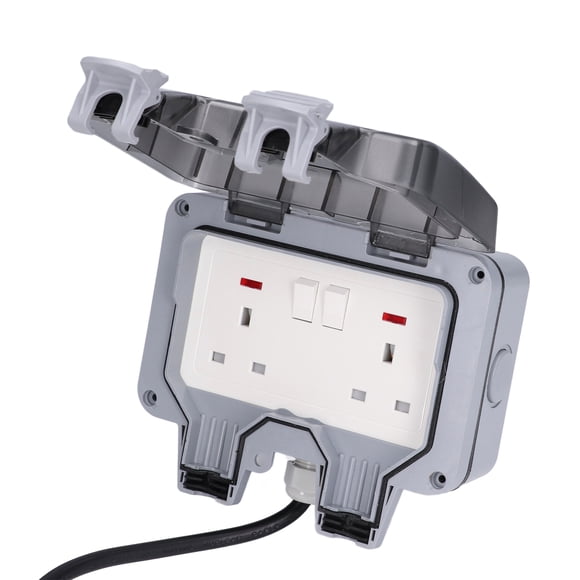 Outdoor Socket, 250V 13A IP66 Protection Power Outlet Box Lockable Cover With Extension Cord For Gardens Garages Toilets