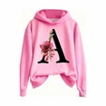 thumbnail image 4 of Girls Hoodies Sweatshirts Fashion Hoodies for Girls Long Sleeve Hooded Kids Flower Letter Print Clothes Teens Sweatshirt Pullover Tops Pink 3-4 Years, 4 of 4