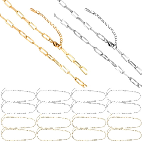 16Pcs Stainless Steel 18K Gold Plated Fashionable Chain Necklace DIY Jewelry, Adjustable Length, Long-Lasting and Anti-Rust, for Custom Jewelry Making