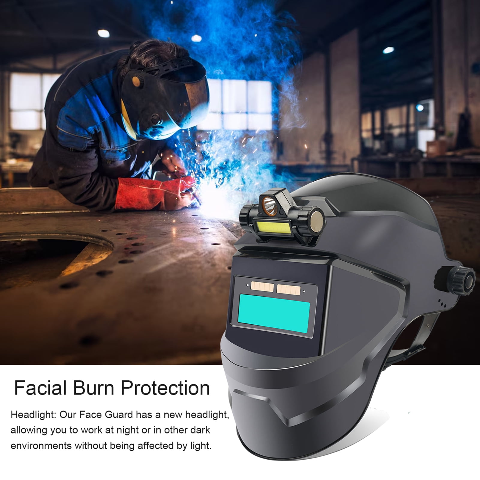 AurumEdge Welding Face Guard, Welding Mask with Auto-Dimming Protection, LCD Clear Welding Shield