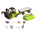 thumbnail image 3 of Carretilla elevadora RC 1/64 con remolque, mini carretilla elevadora de control remoto con camión de plataforma Verde, 3 of 8